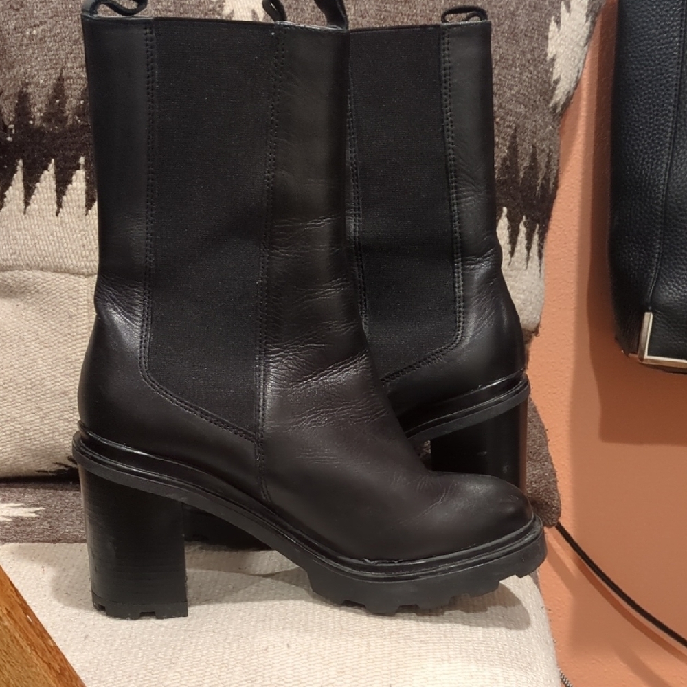 Annabella Leather Lug Sole Pull on Boot